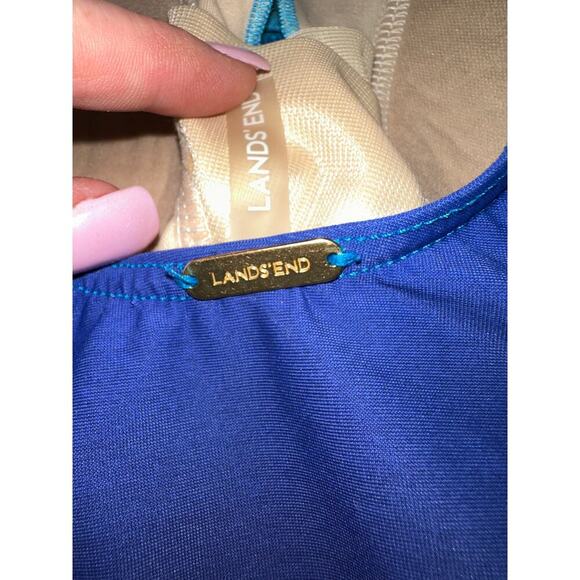 Lands End Women’s Slendersuit wrap One Piece Swimsuit Blue Ombré Size 12 - Picture 3 of 8